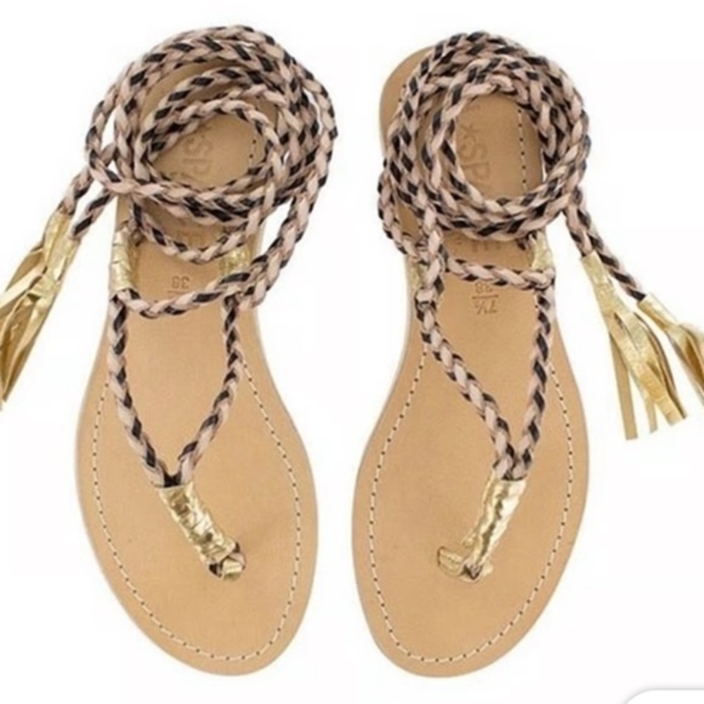 L*Space Braided Sandals with Gold and Tan Accents